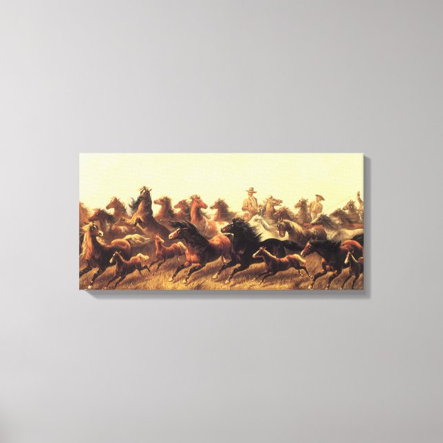 Roping Wild Horses by James Walker Canvas Print (Front)