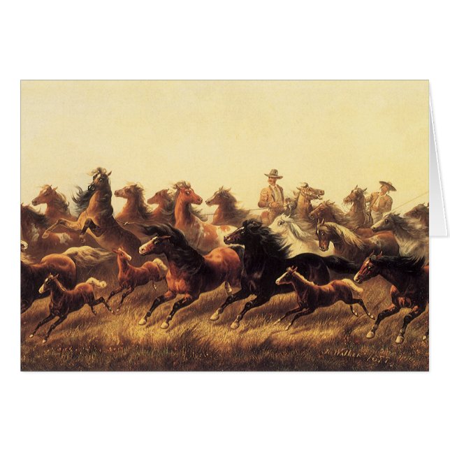 Roping Wild Horses by James Walker Cards (Front Horizontal)