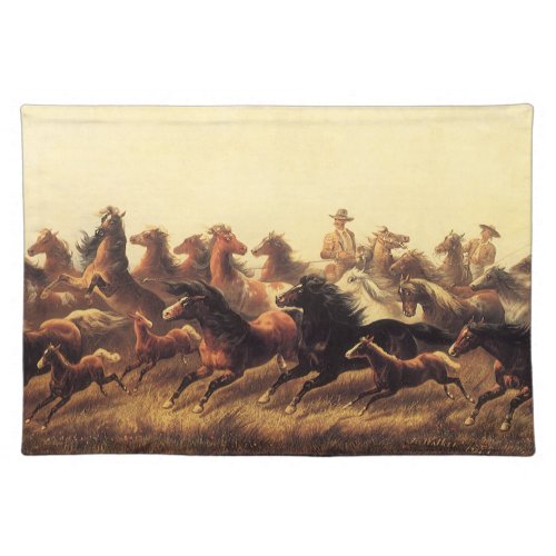 Roping Wild Horses by James Walker Cloth Placemat