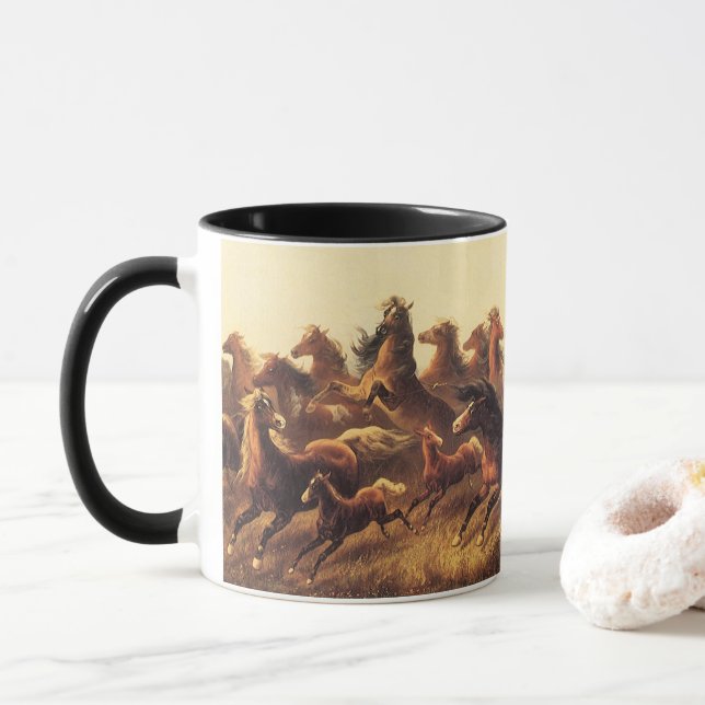 Roping Wild Horses by James Walker Mug (With Donut)
