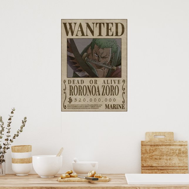 RORANORA ZORO One Piece Wanted Poster | Zazzle