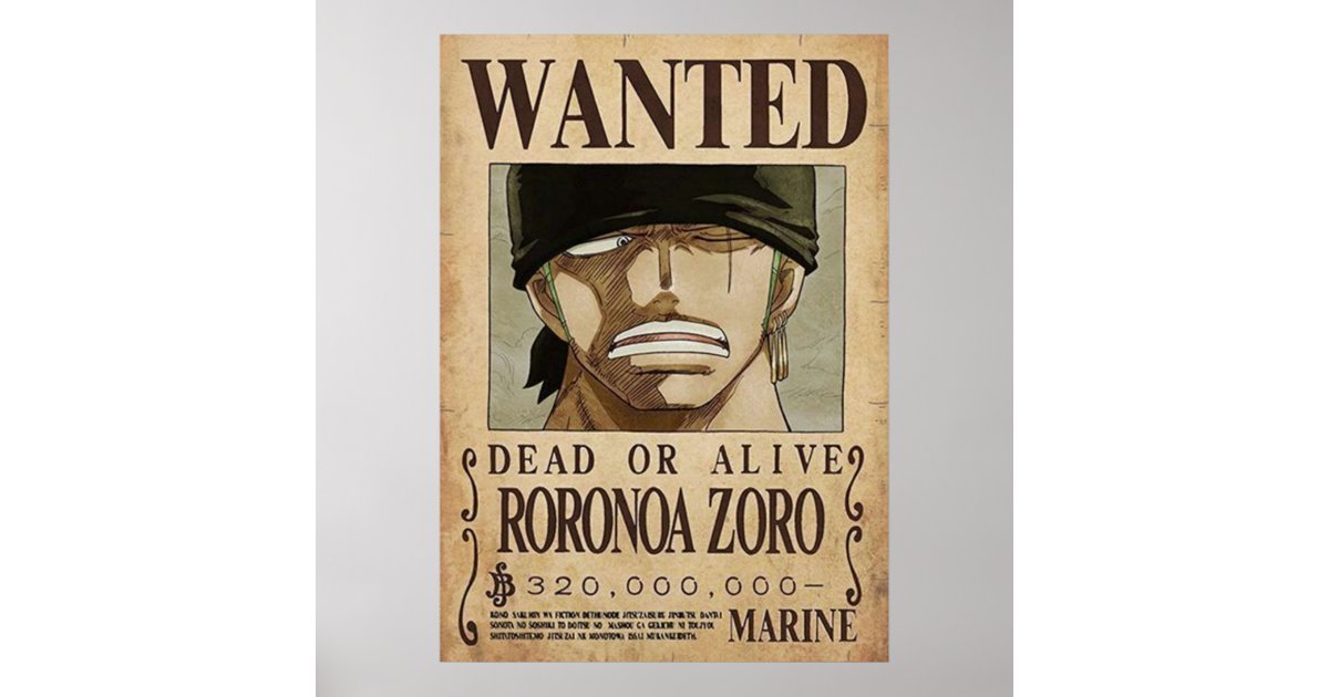 Roronoa Zoro One Piece Zoro Pirate Hunter Bounty Poster Photographic Print  for Sale by One Piece Bounty Poster