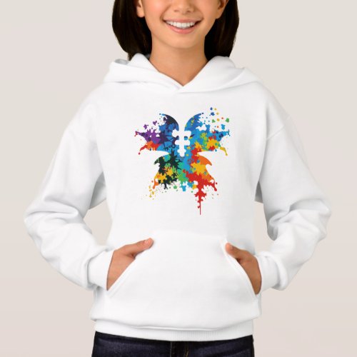 Rorschach colorful puzzle pieces Autism Butterfly Hoodie