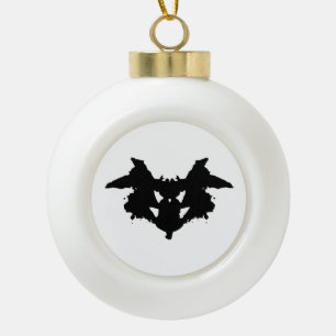 Rorschach Inkblot Ceramic Ball Christmas Ornament