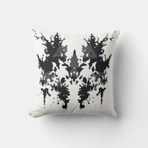 Rorschach inkblot Design Black Gray White Throw Pillow