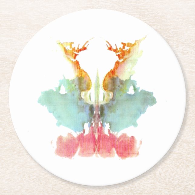 Rorschach Inkblot Number 9 Round Paper Coaster (Front)