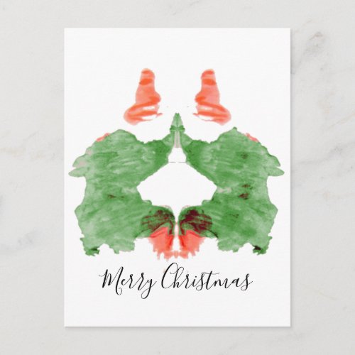 Rorschach Inkblot Santas Elves Holiday Postcard
