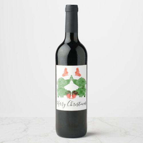 Rorschach Inkblot Santas Elves Wine Label