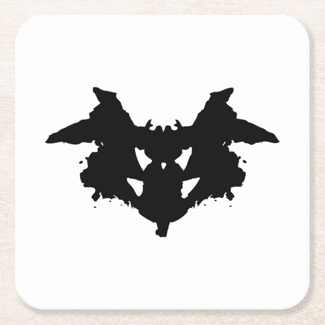Rorschach Inkblot Square Paper Coaster (Front)
