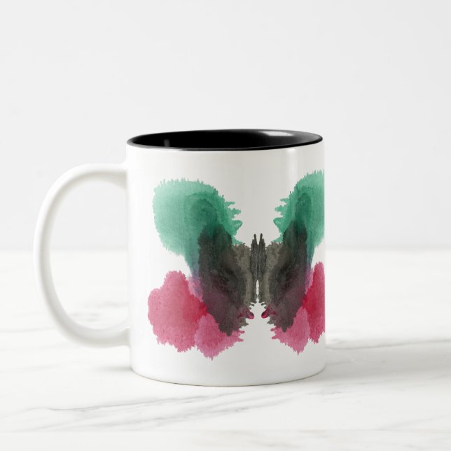 Rorschach Inkblot Test. Don't Call Me Crazy Two-Tone Coffee Mug (Left)