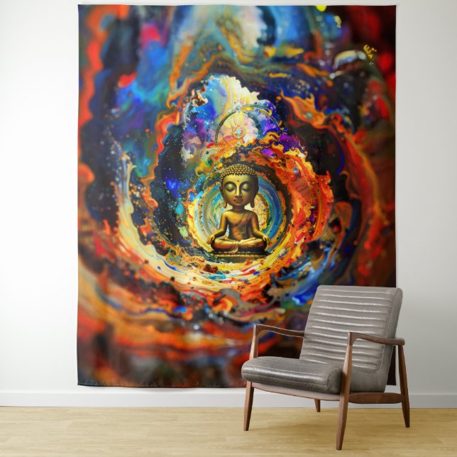 Rorschach style Buddha 80x60 001 Tapestry (In Situ)