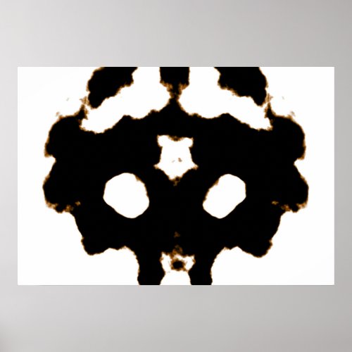 Rorschach Test of an Ink Blot Card in Black Poster