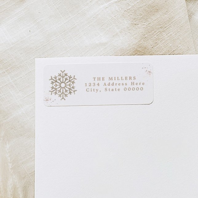 RORY Boho Earthy Beige Snowflake Winter Address Label (Creator Uploaded)