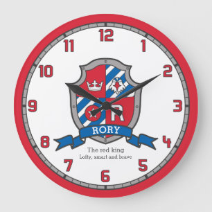 Rory boys name meaning heraldry knights shield large clock