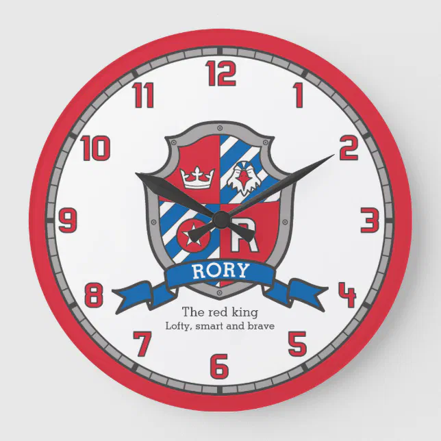 Rory boys name meaning heraldry knights shield large clock | Zazzle