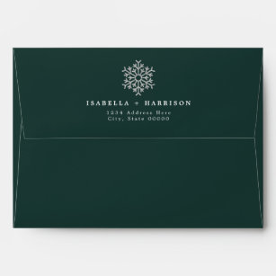 RORY Forest Green Silver Winter Glitter Snowflake Envelope
