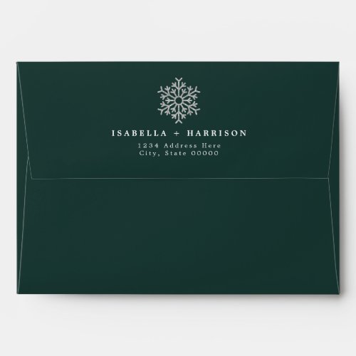 RORY Forest Green Silver Winter Glitter Snowflake Envelope