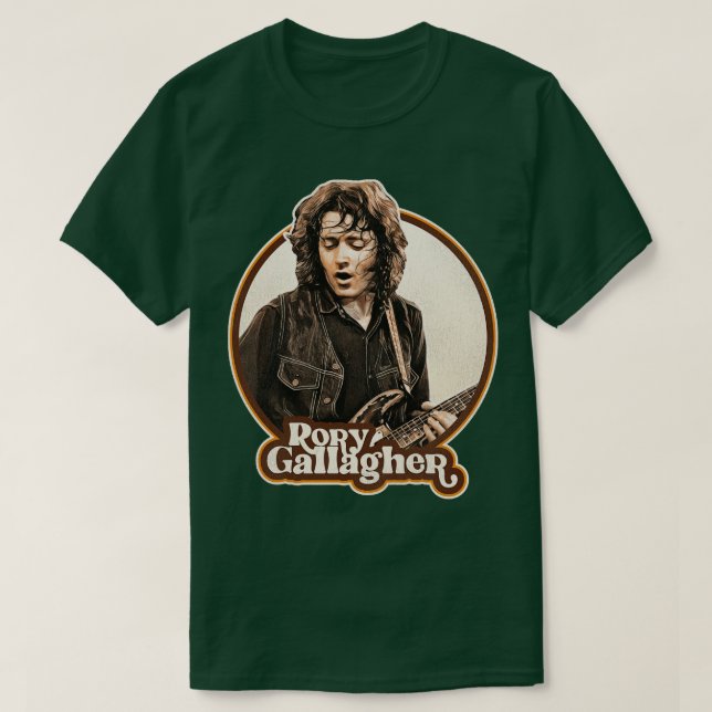 Rory Gallagher 70s Retro Sepia Tone T-Shirt (Design Front)