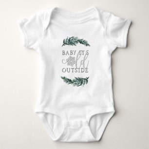 RORY Pine Snowflake Baby It's Cold Outside Baby Bodysuit