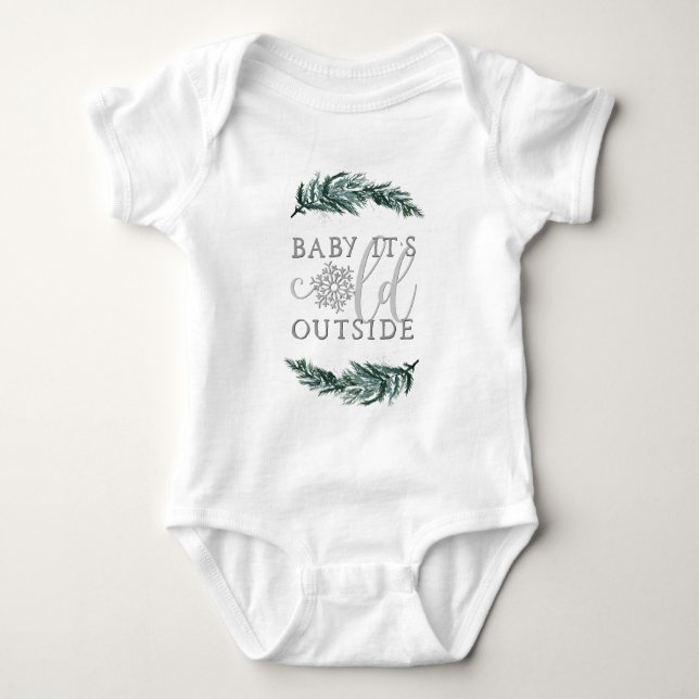 RORY Pine Snowflake Baby It's Cold Outside Baby Bodysuit (Front)