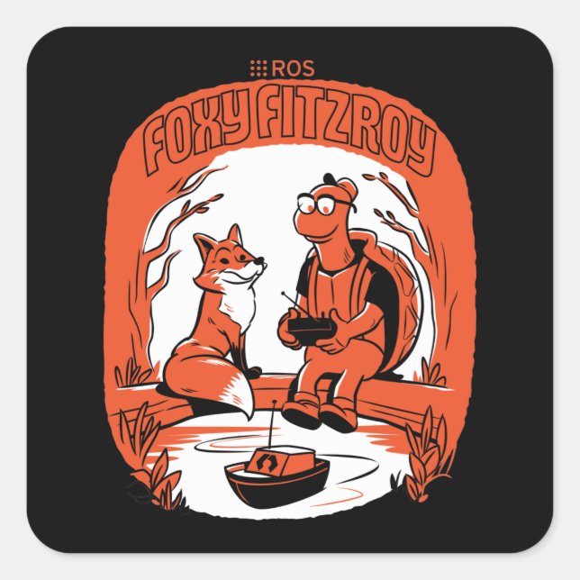 ROS 2 Foxy Fitzroy Square Sticker (Front)