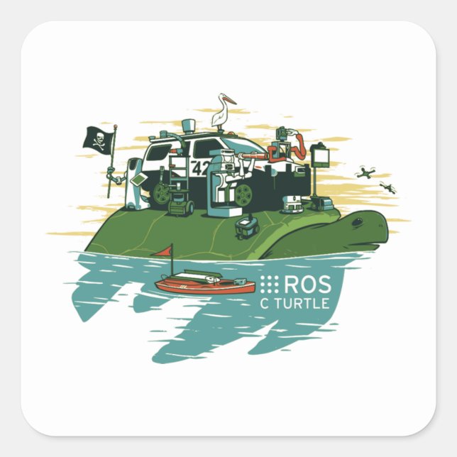 ROS C Turtle Square Sticker (Front)