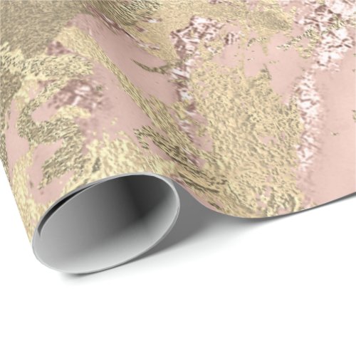 Ros Gold Blush Marble Shiny Metallic Stroke Pink Wrapping Paper