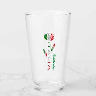 Rosa Bandiera Italiana con Italia Personalized Glass