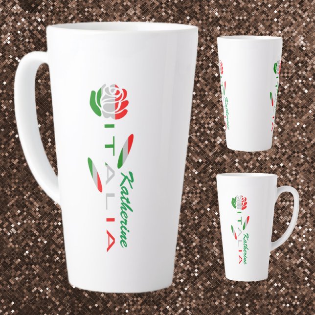Rosa Bandiera Italiana con Italia Personalized Latte Mug (Creator Uploaded)