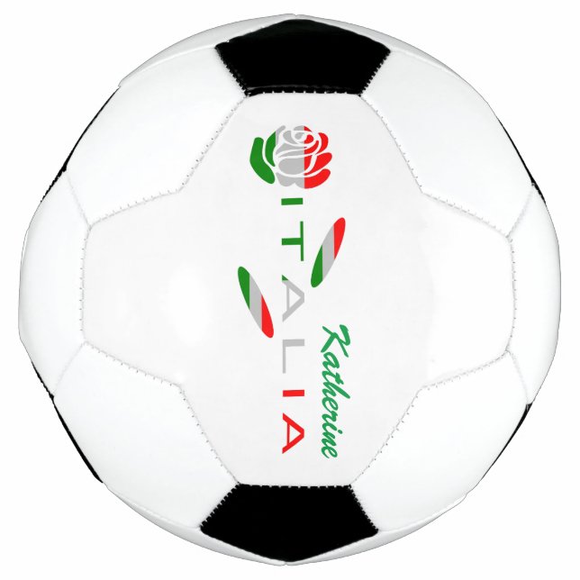 Rosa Bandiera Italiana con Italia Personalized Soccer Ball (Front)
