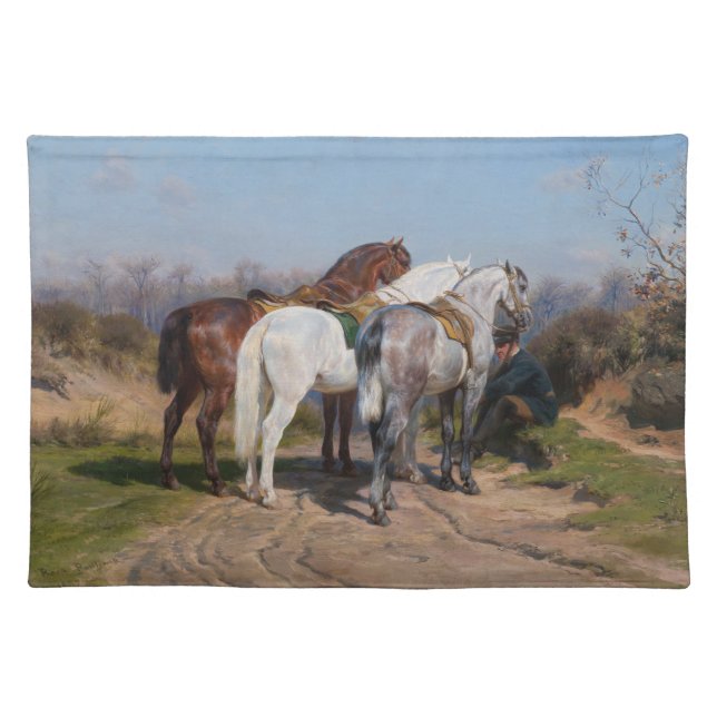 Rosa Bonheur | Relay Hunting (1887) Cloth Placemat (Front)