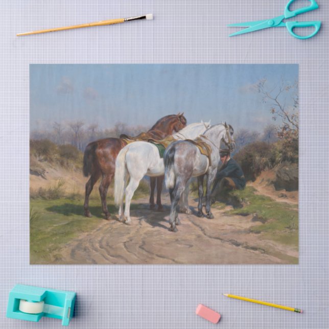 Rosa Bonheur | Relay Hunting (1887) Tissue Paper (Craft)