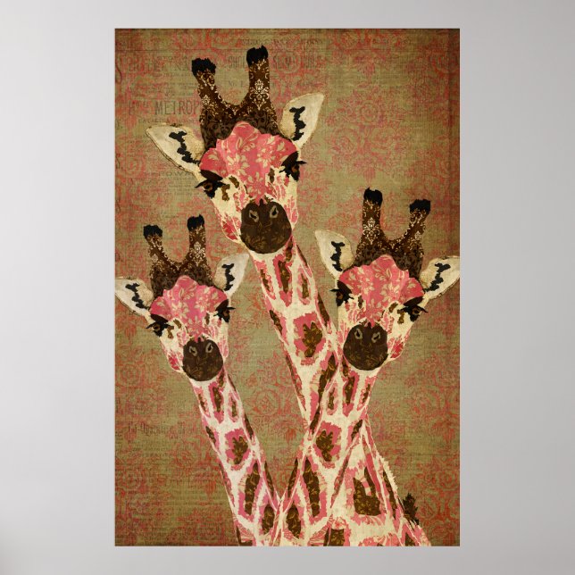Rosa & Copper Giraffes  Art Poster (Front)