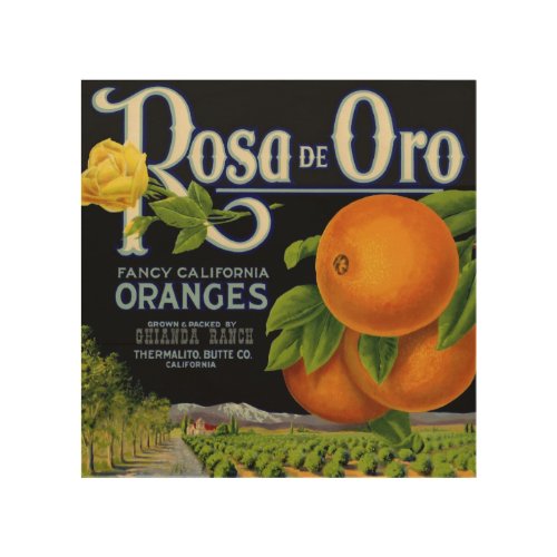 Rosa de Oro Orange Crate Label Wood Wall Art