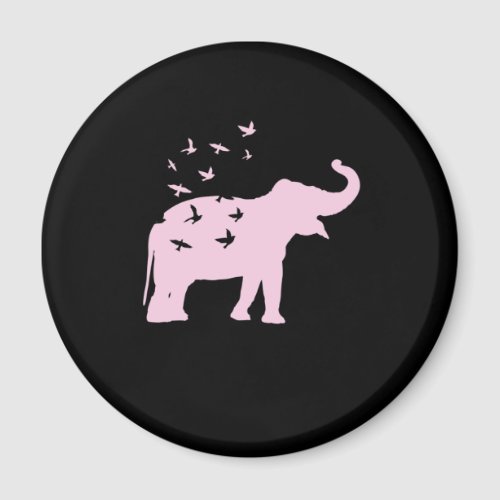 rosa Elefant mit Vgel Magnet