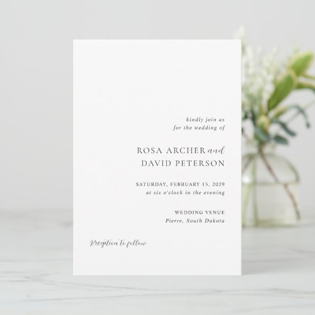Rosa Elegant Modern Wedding Invitation (Standing Front)