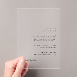Rosa Elegant Modern Wedding Save the Date Acrylic Invitations