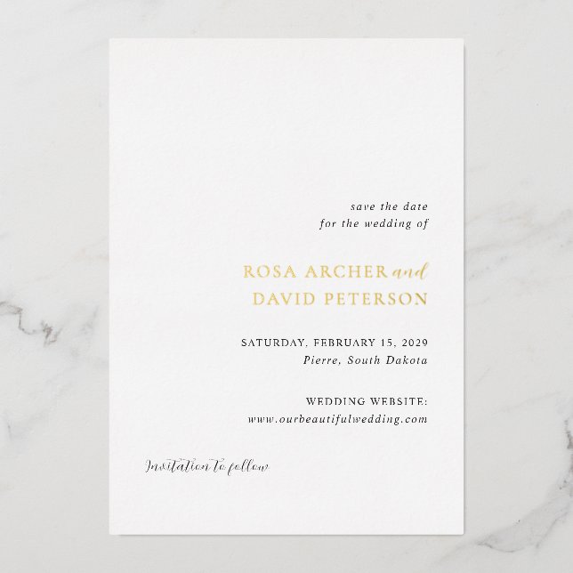 Rosa Elegant Modern Wedding Save the Date Foil Invitation (Front)