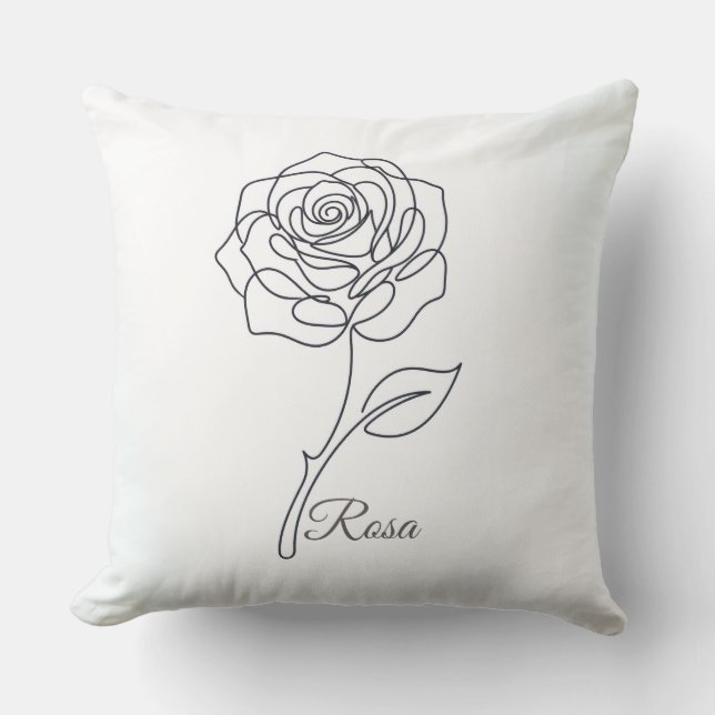 Rosa: Elegant One Line Art Pillow (Front)
