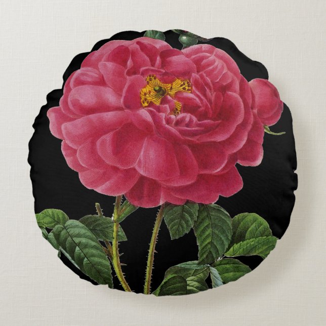 Rosa Gallica Round Pillow (Front)
