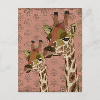 Rosa Giraffes Glitzy  Postcard by NicoleKing at Zazzle