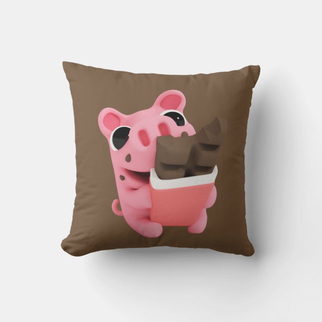 Rosa is a share chocolate throw pillow (Front)
