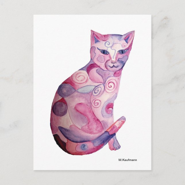 Rosa Katze Postcard (Front)