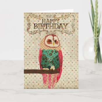 Rosa Owl Birthday Card by Greyszoo at Zazzle