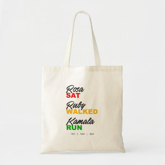 Rosa Sat Ruby Walked Kamala Run Text Tote Bag