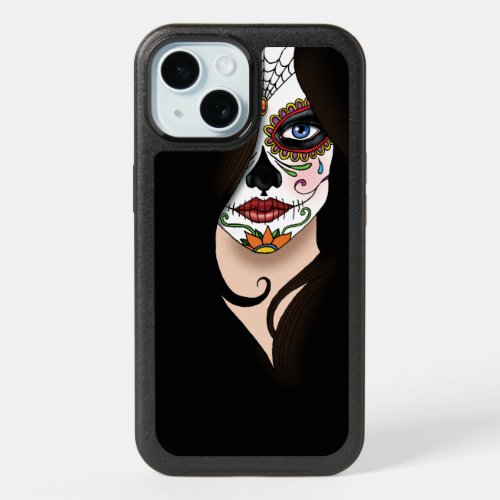 Rosa Sugar Skull Portrait iPhone 15 Case