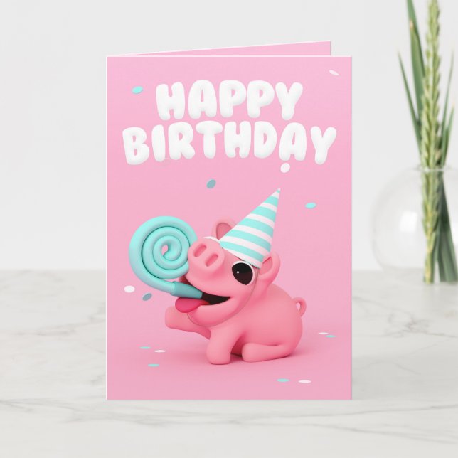 Rosa the Pig Happy Birthday card (Front)
