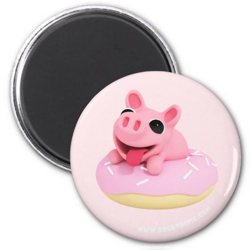 Rosa the Pig in a Donut Magnet