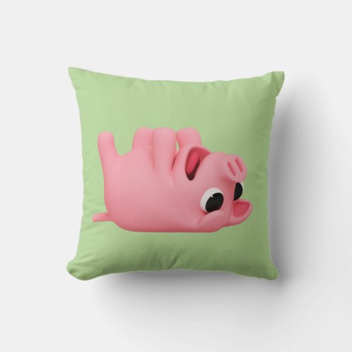 Rosa the Pig laying on her back Throw Pillow