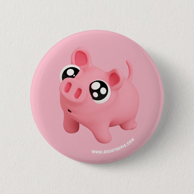 Rosa the Pig puppy Eyes Pinback Button (Front)
